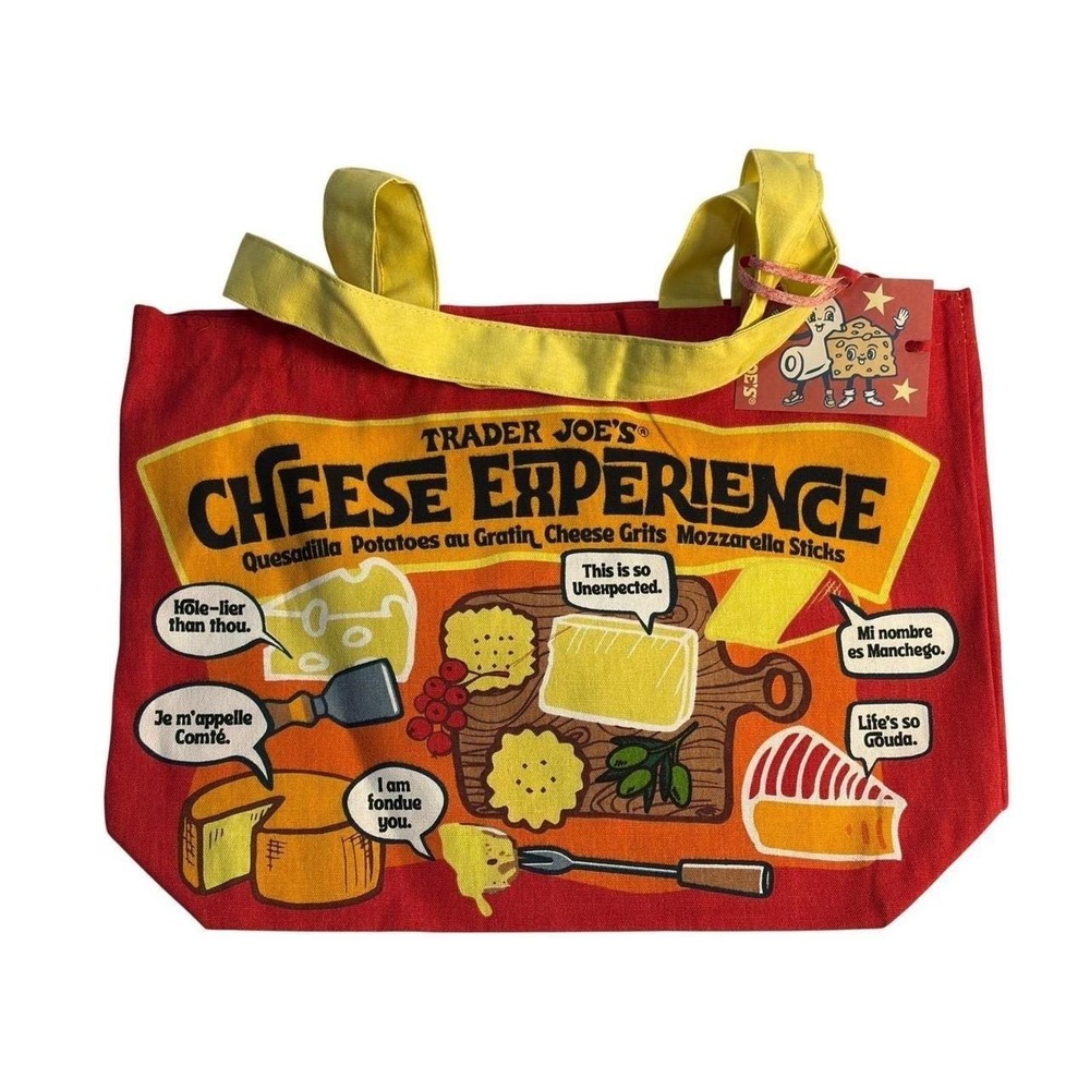 Trader Joe's Cheese Experience Adventures Tote Bag Canvas Reusable New with Tag